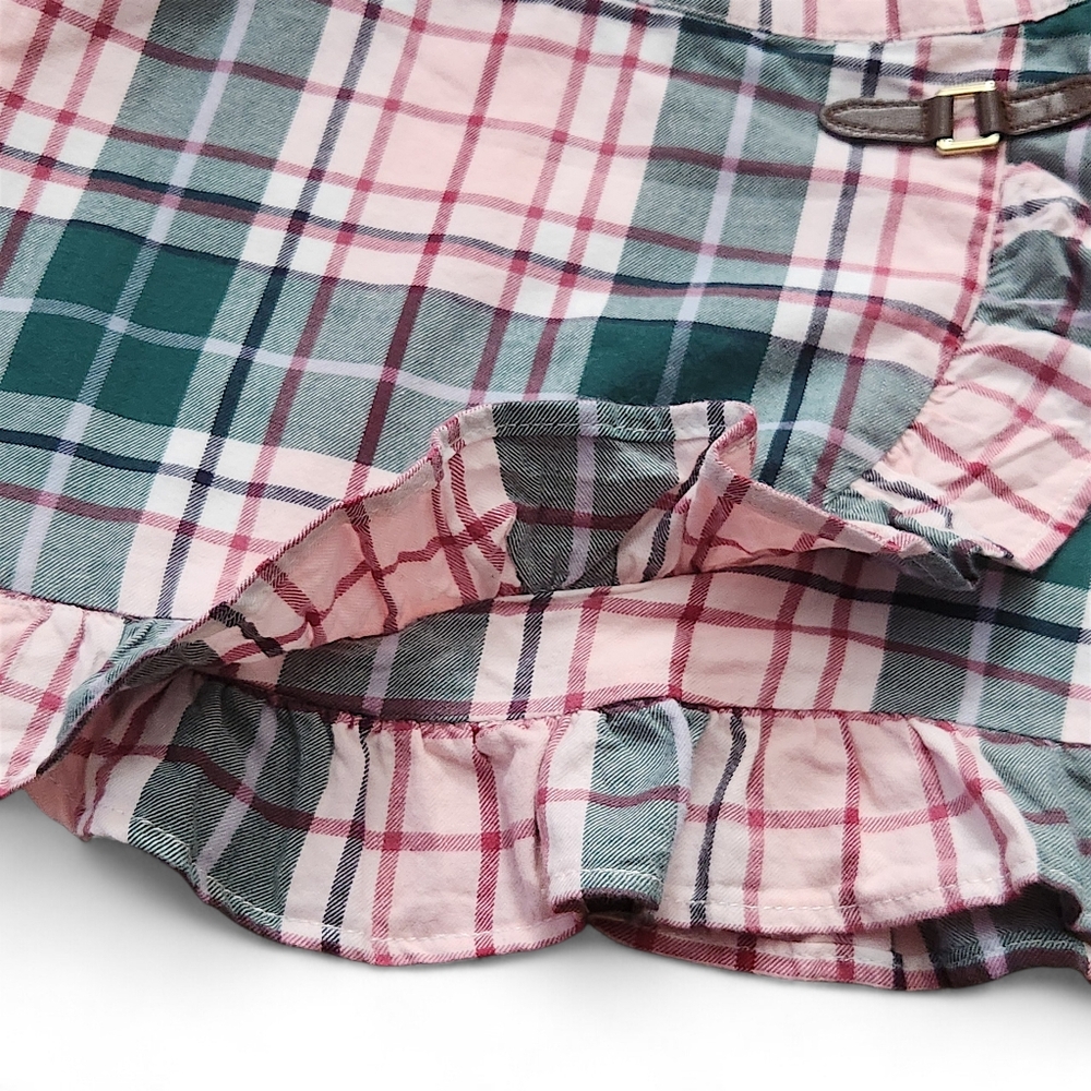 Janie and Jack Girls Kids Plaid Ruffle Hem Skirt - Pink and Green Size 4 T - Picture 3 of 11